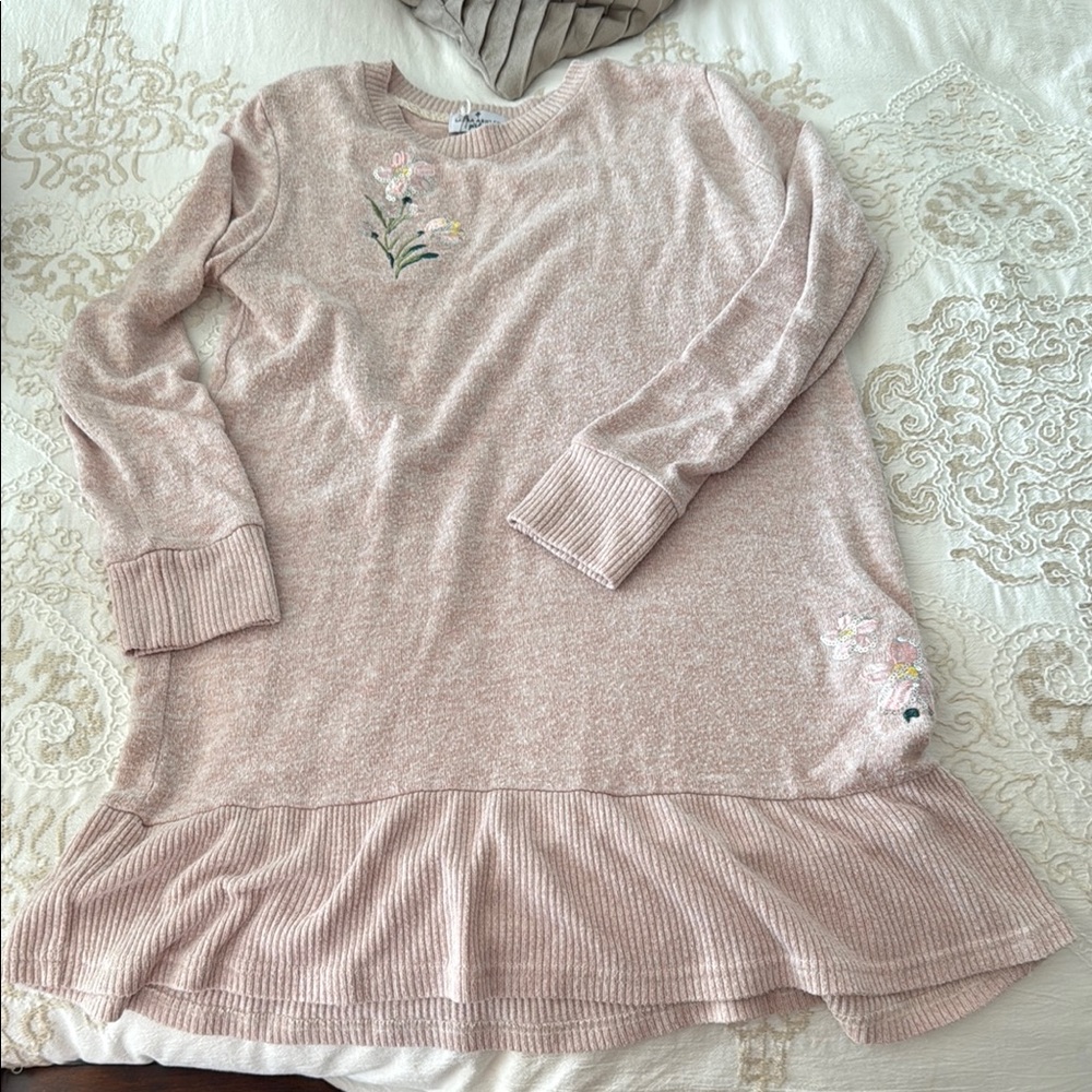 Laura Ashley Pink Kids Sweater with Floral Embroidery